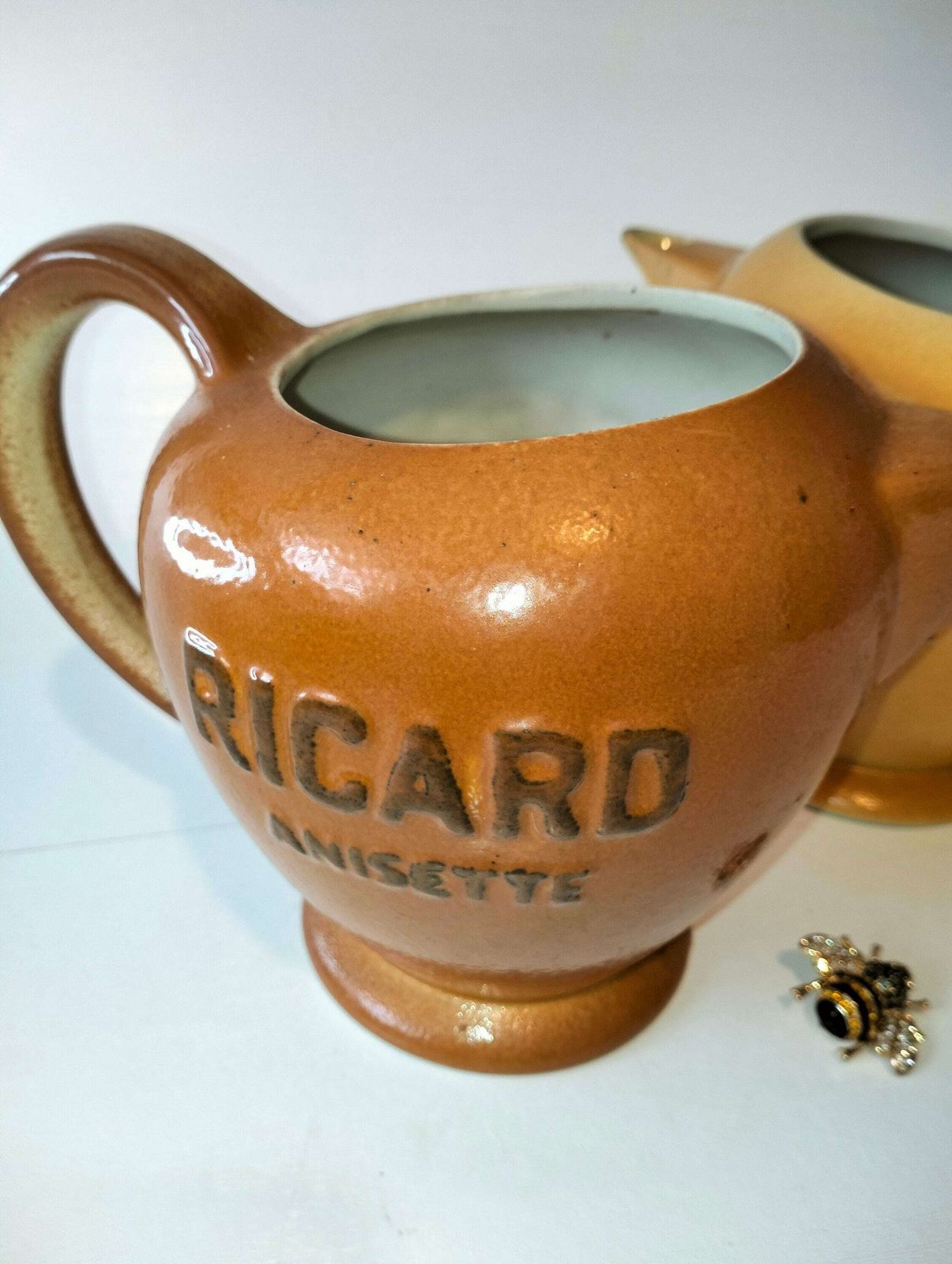 French Retro Ricard Jug, Ricard French Ceramic Pitcher, Bar Cafe Restaurant Decor, Aperitif Water Pourer photo vintage