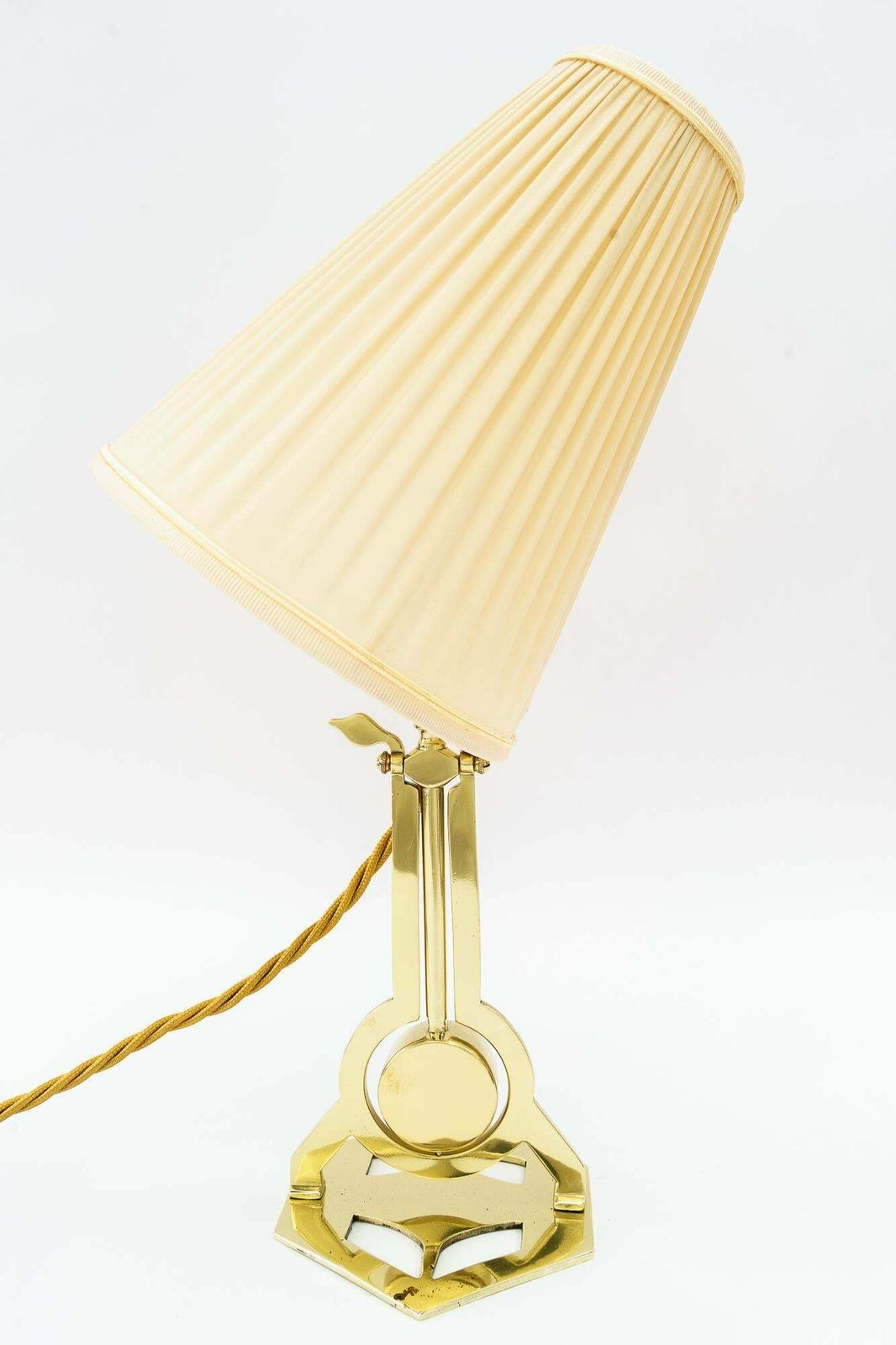 Art Deco Table Lamp Vienna With Fabric Shade Around 1920s photo Lighting