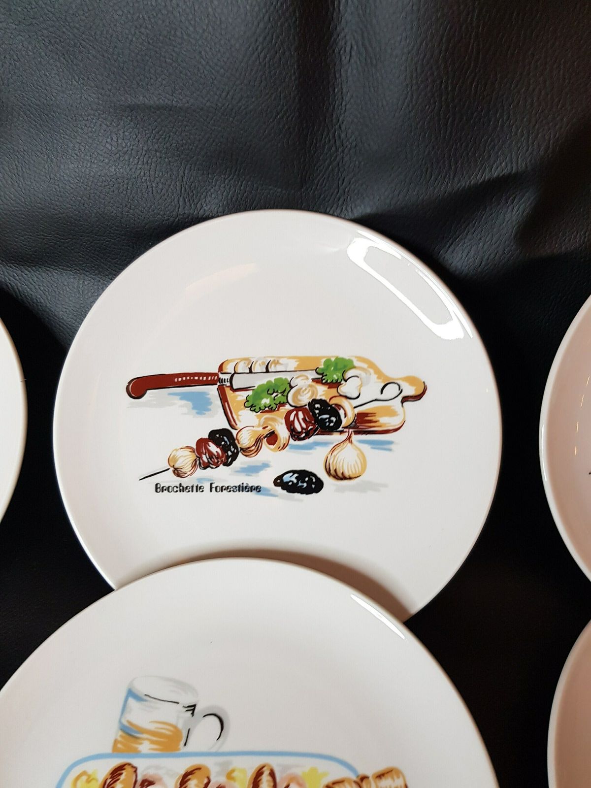 Vintage French Porcelain Side Plates, Six French Bruschetta Plates, Painted Side Plates photo buy