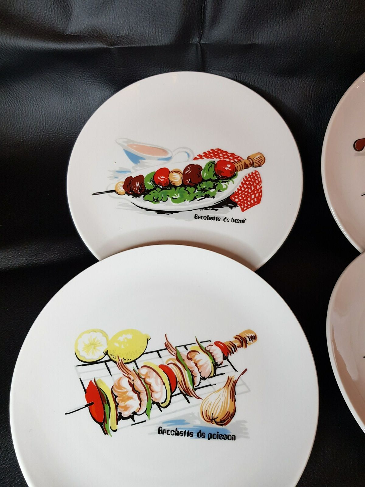 photo furniture Vintage French Porcelain Side Plates, Six French Bruschetta Plates, Painted Side Plates