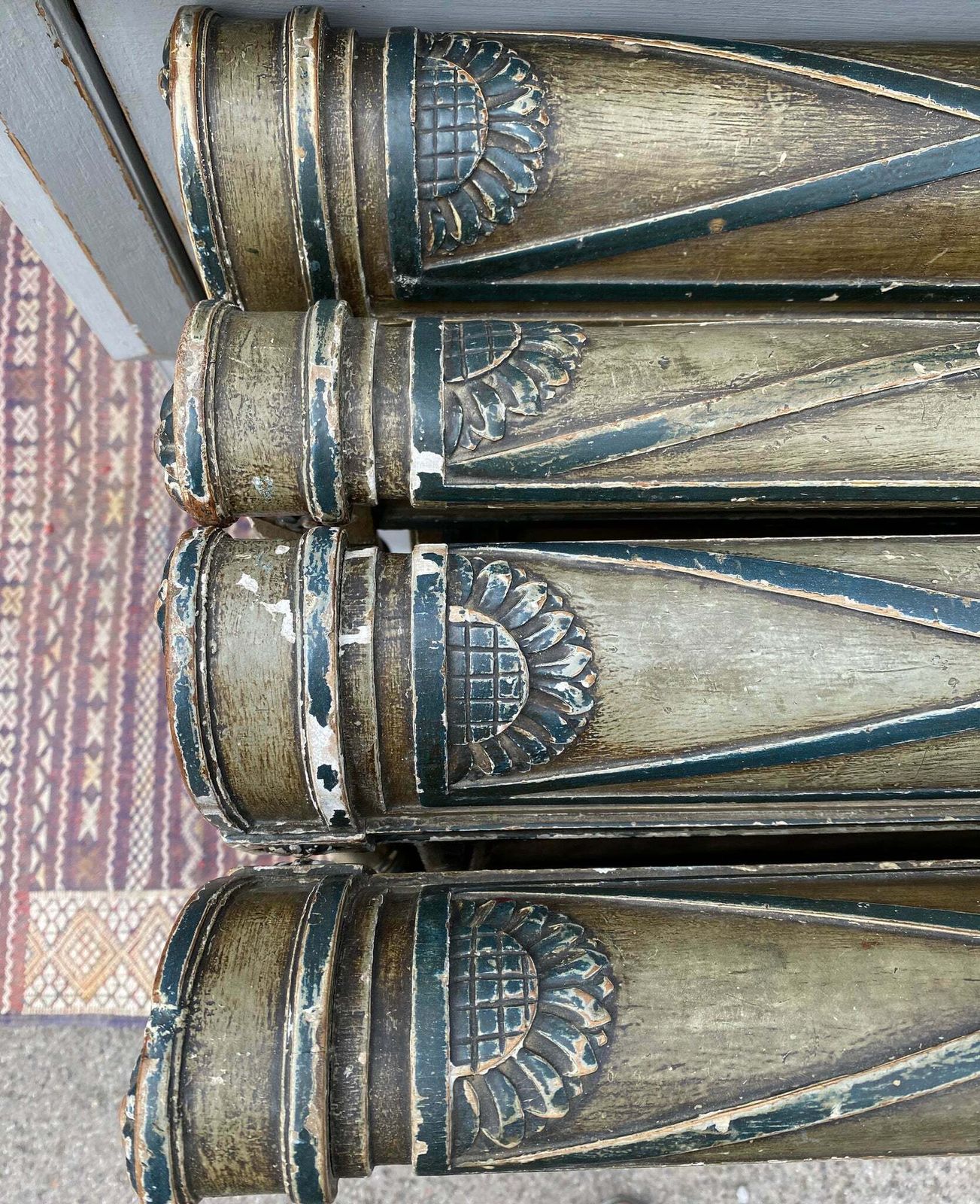Pair Of Antique French Château Single Bed Frames With Extraordinary Original Paint Finish photo 1995.0