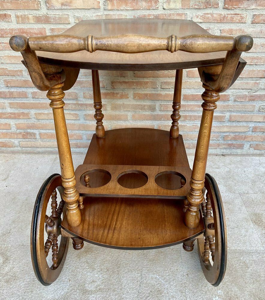 photo for sale Mid Century French Wooden Bar Cart Trolley, 1950s