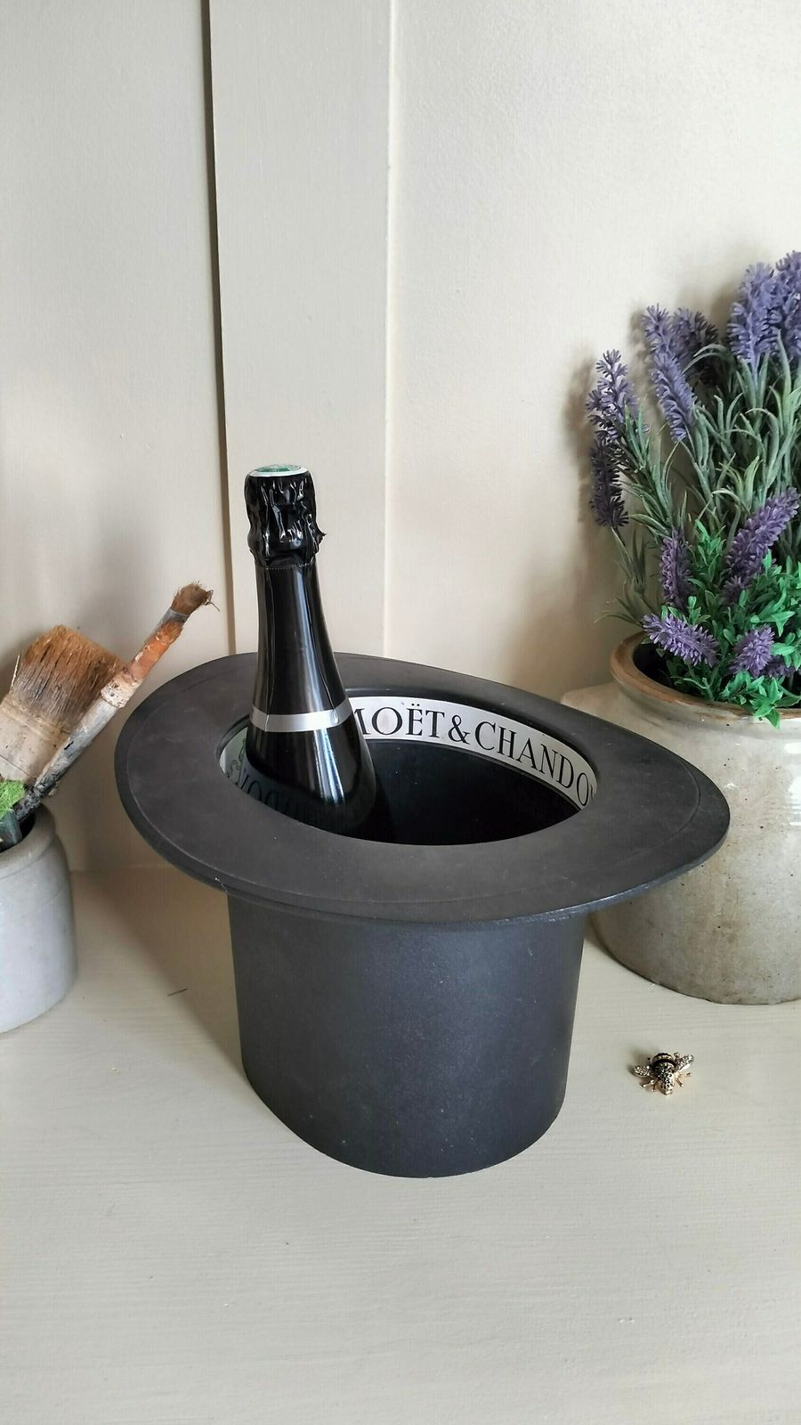French Vintage Champagne Bucket, Moet & Chandon Top Hat Ice Bucket, Top Hat Wine Cooler, Black Ice Bucket, Alcohol Advertising Barware