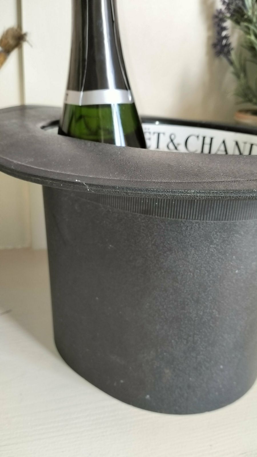 French Vintage Champagne Bucket, Moet & Chandon Top Hat Ice Bucket, Top Hat Wine Cooler, Black Ice Bucket, Alcohol Advertising Barware photo Home Decor