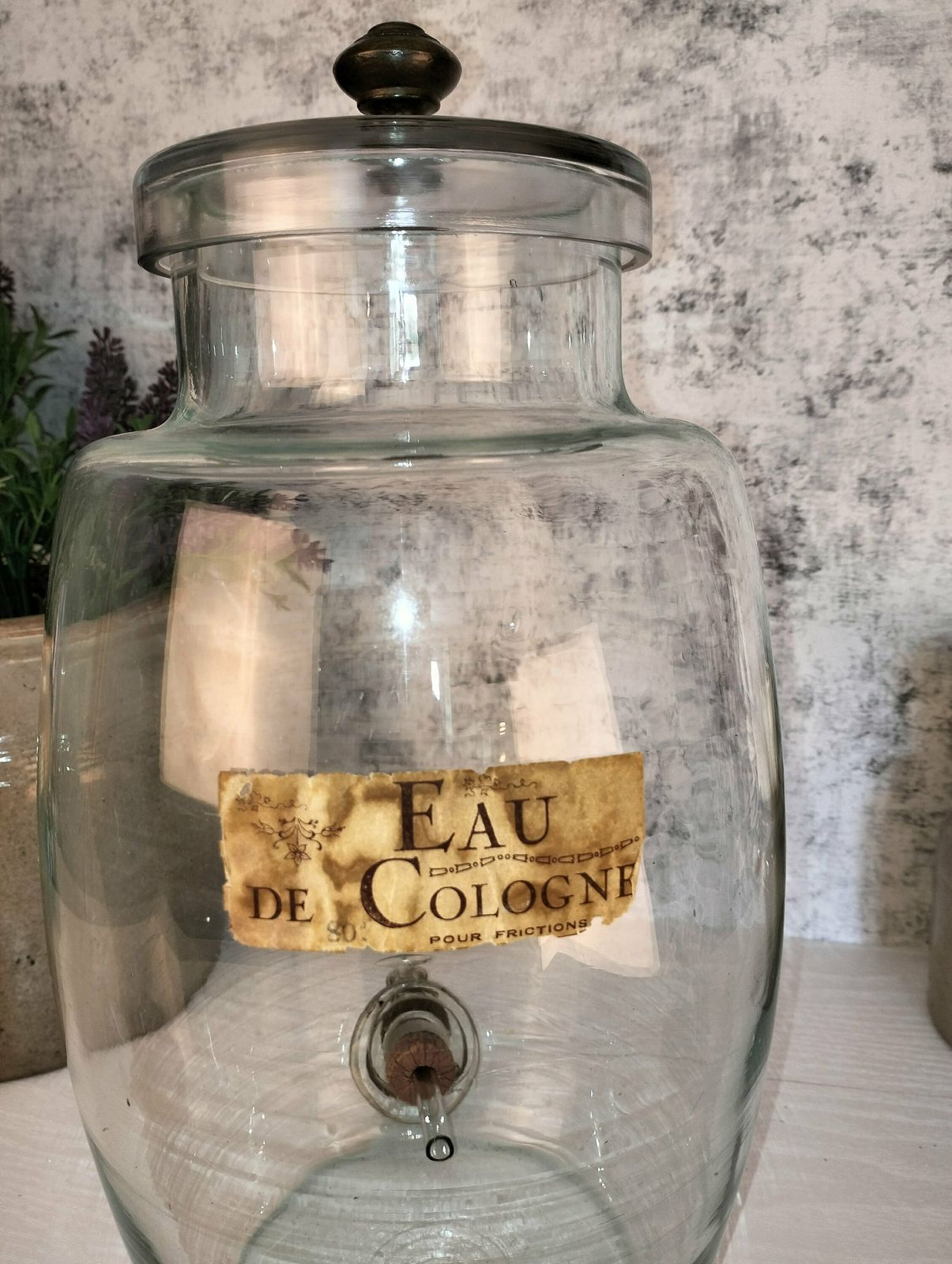 photo furniture Antique French Perfume Jar, Perfume Cologne Pharmacy Bottle, Antique Pharmacy Dispenser