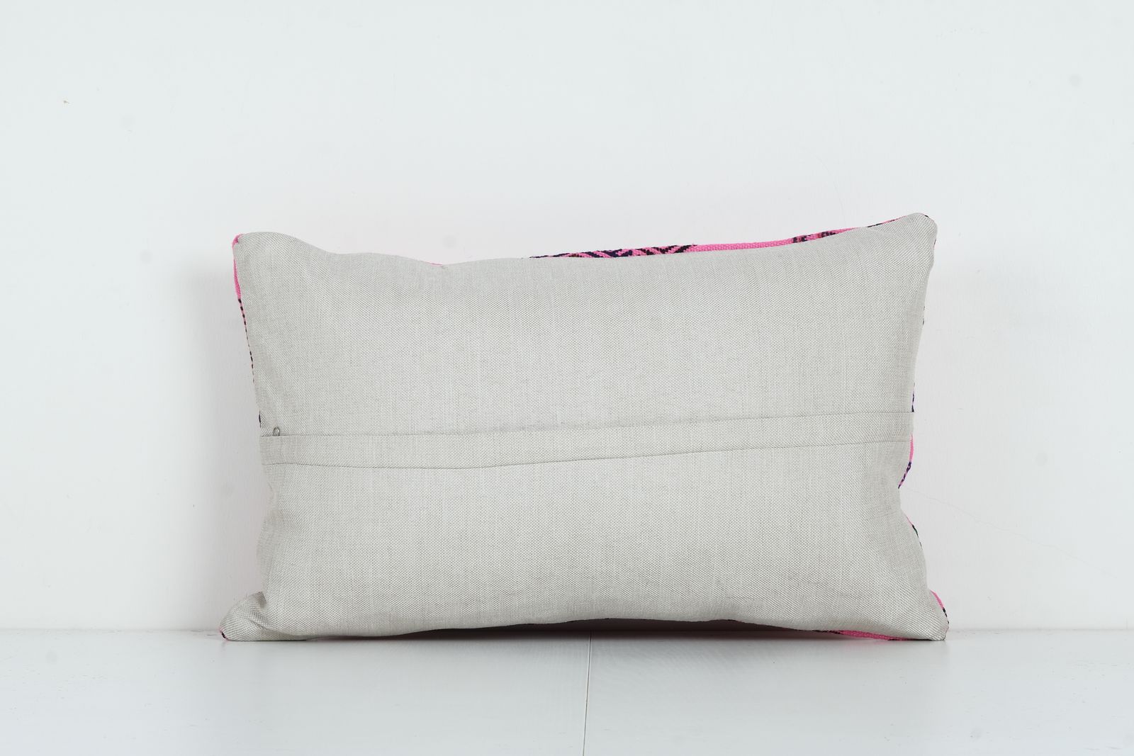 Tribal Farmhouse Pink Kilim  Lumbar Pillow Cover   Unique Handwoven  Cover For Rustic Home 16'' X 24'' photo for sale