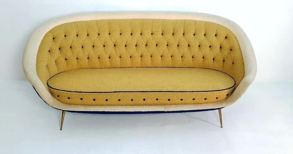Midcentury Sofa With Brass Spider Legs By Isa Bergamo Italy 1959 photo furniture