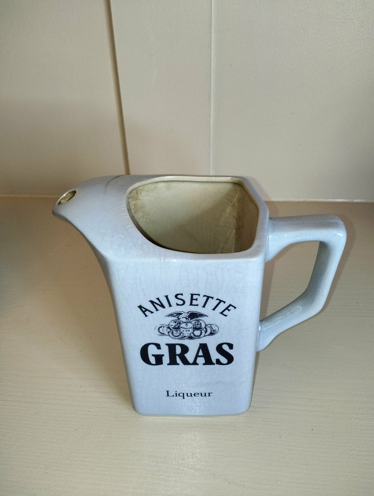 Vintage Franse Anisette Gras Likeurkan – Franse Café Waterkan In Babyblauw photo furniture