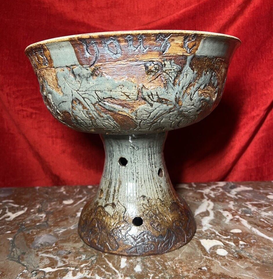 Large Cornish Studio Pottery 'Good Cheer Upon This House' Fruit Bowl photo 295.0