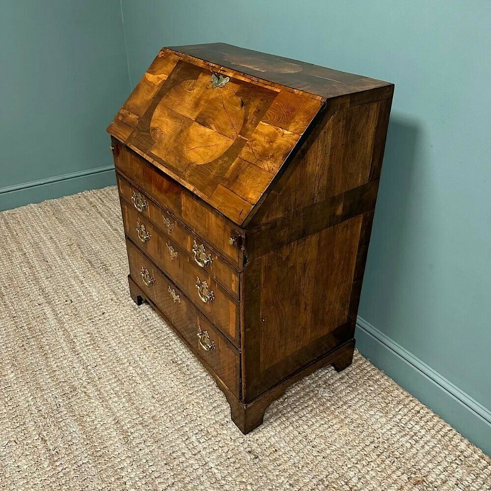 Rare Yew Wood Antique Georgian Bureau photo vintage