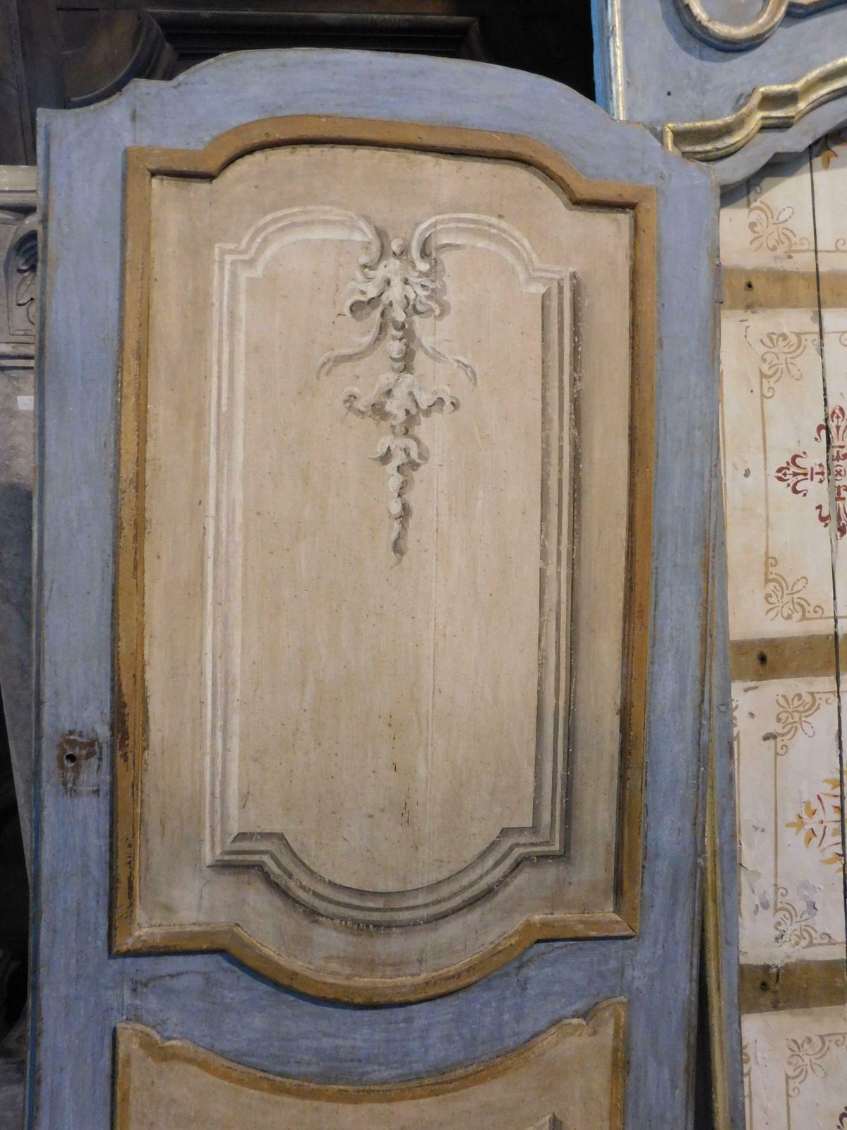 Home Fixtures Richly Painted And Gilded Interior Door With Cherubs And Overdoor, Italy photo
