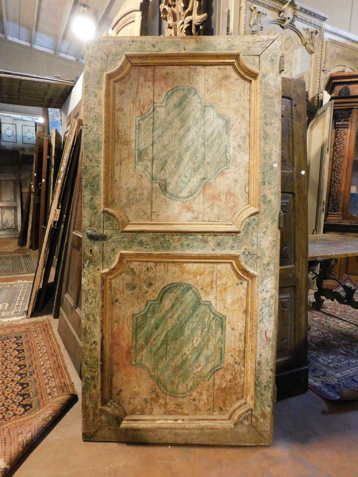 Interior Old Door In Lacquered Wood With Faux Marble Effect, Naples photo furniture