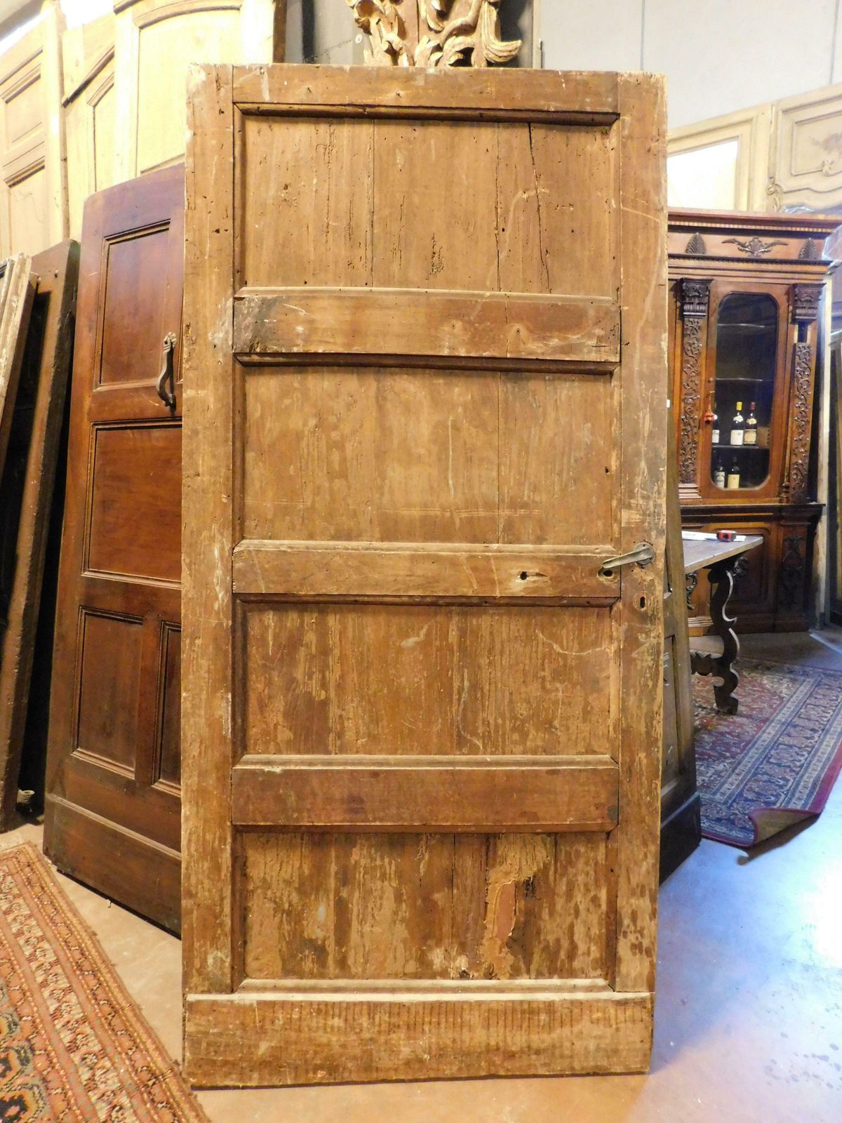 Interior Old Door In Lacquered Wood With Faux Marble Effect, Naples photo vintage