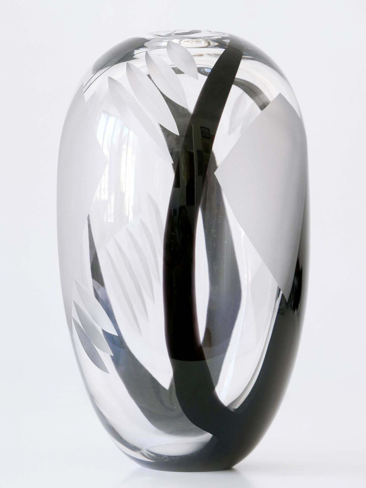 photo for sale Unique Art Glass Vase By Anna Ehrer For Kosta Boda Sweden 1992 Signed