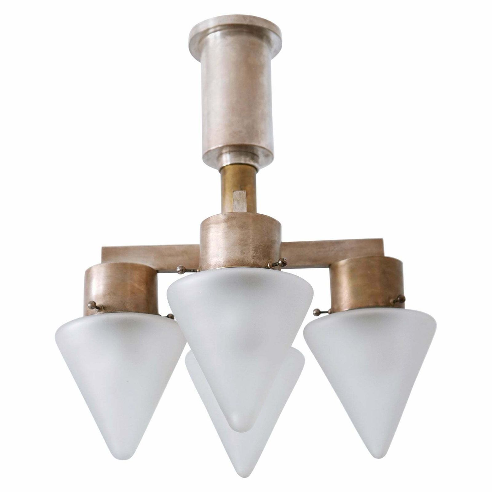 Elegant Four Flamed Art Deco Chandelier Or Ceiling Lamp Germany 1930s
