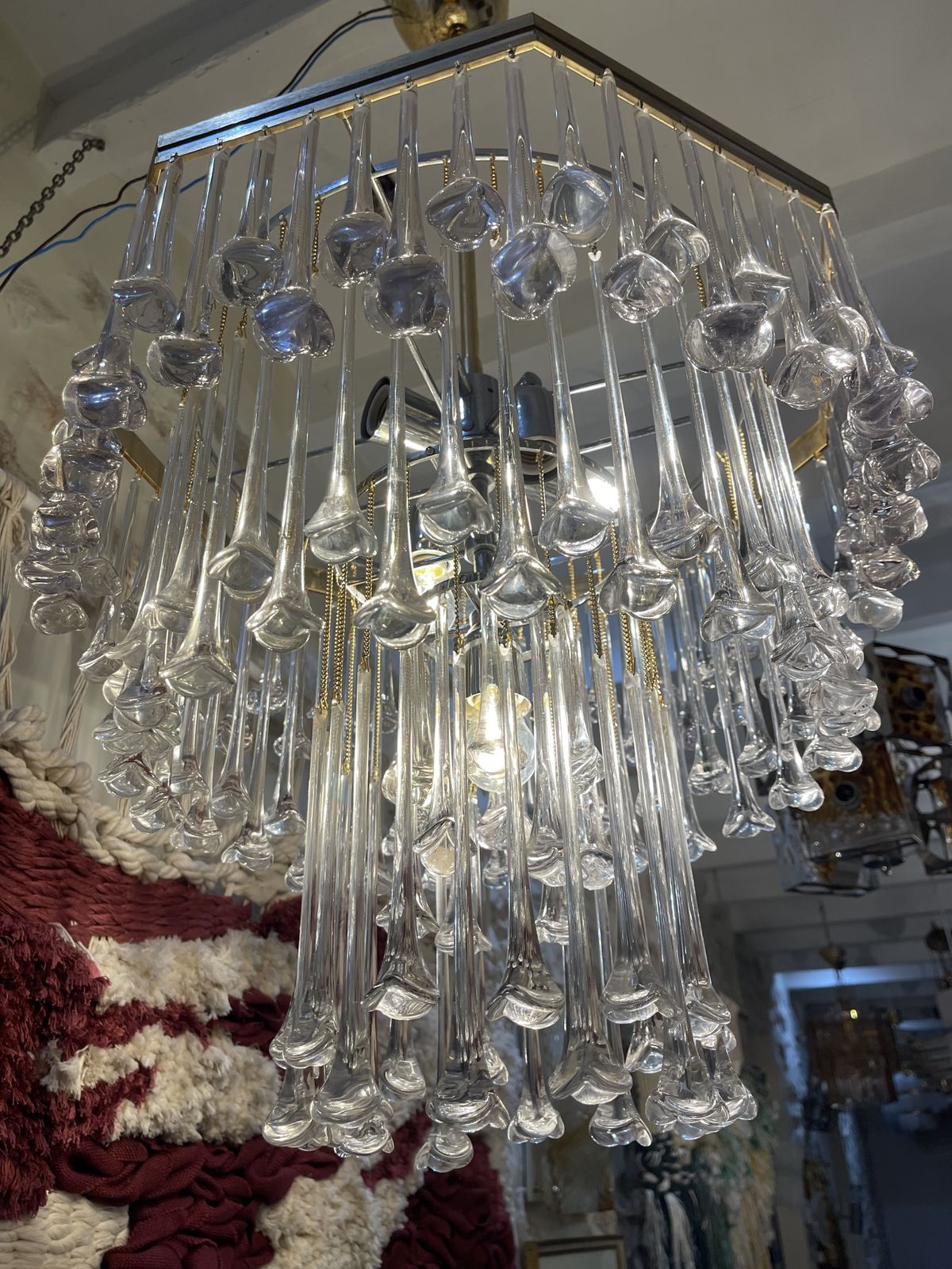 Venini Glass Murano Flower Drops Chandelier  Italie 1980 photo 1800.0