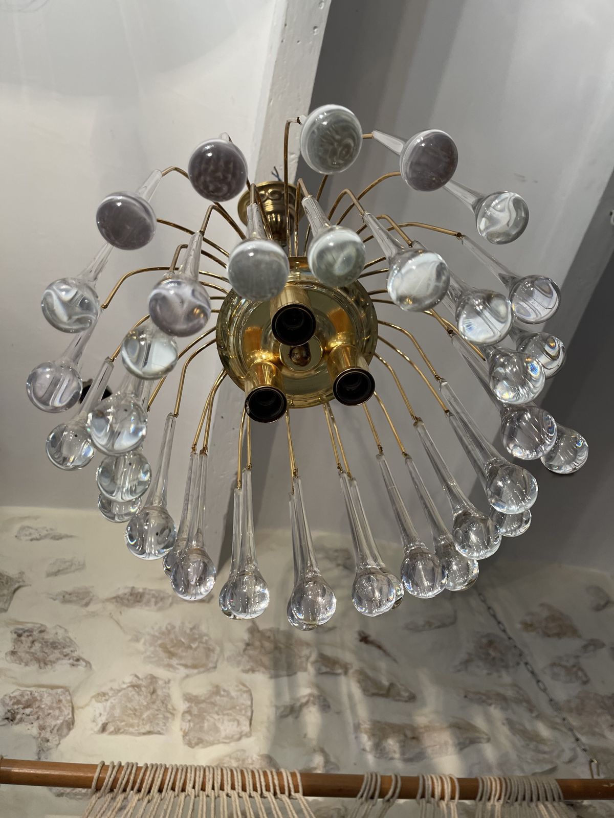 Venini Glass Murano Flower Drops Chandelier  Italie 1980 photo for sale