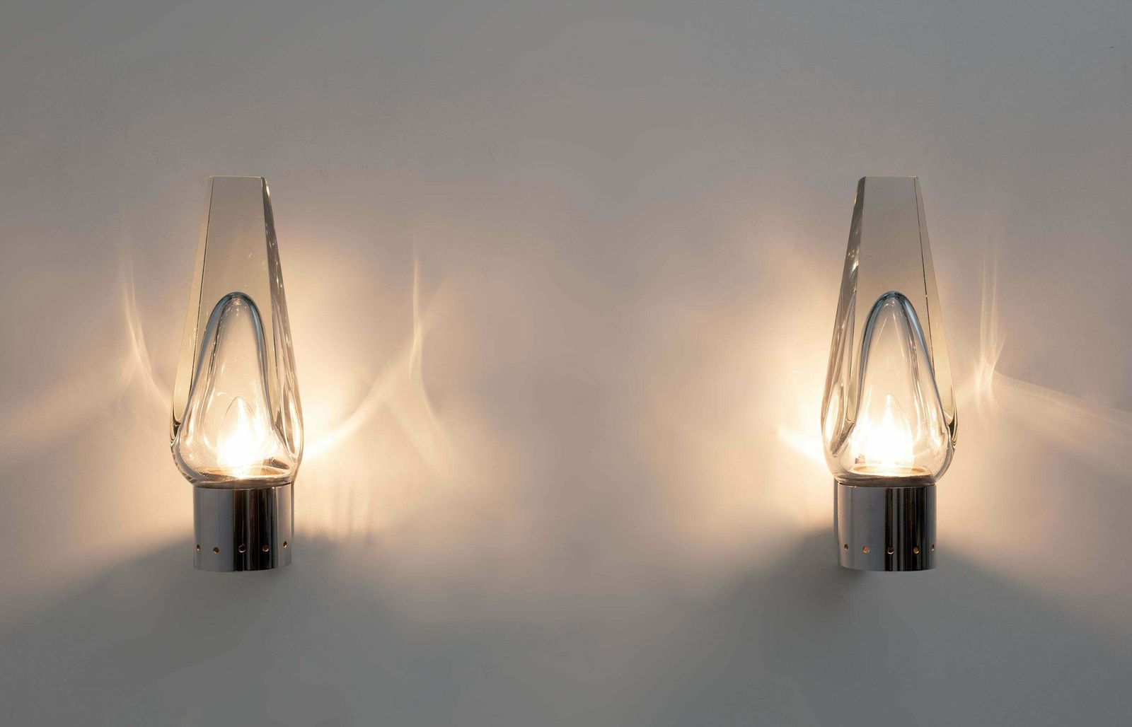 Pair Of Mid Century Modern Murano Glass Sconces By Flavio Poli For Seguso, 1960s photo vintage