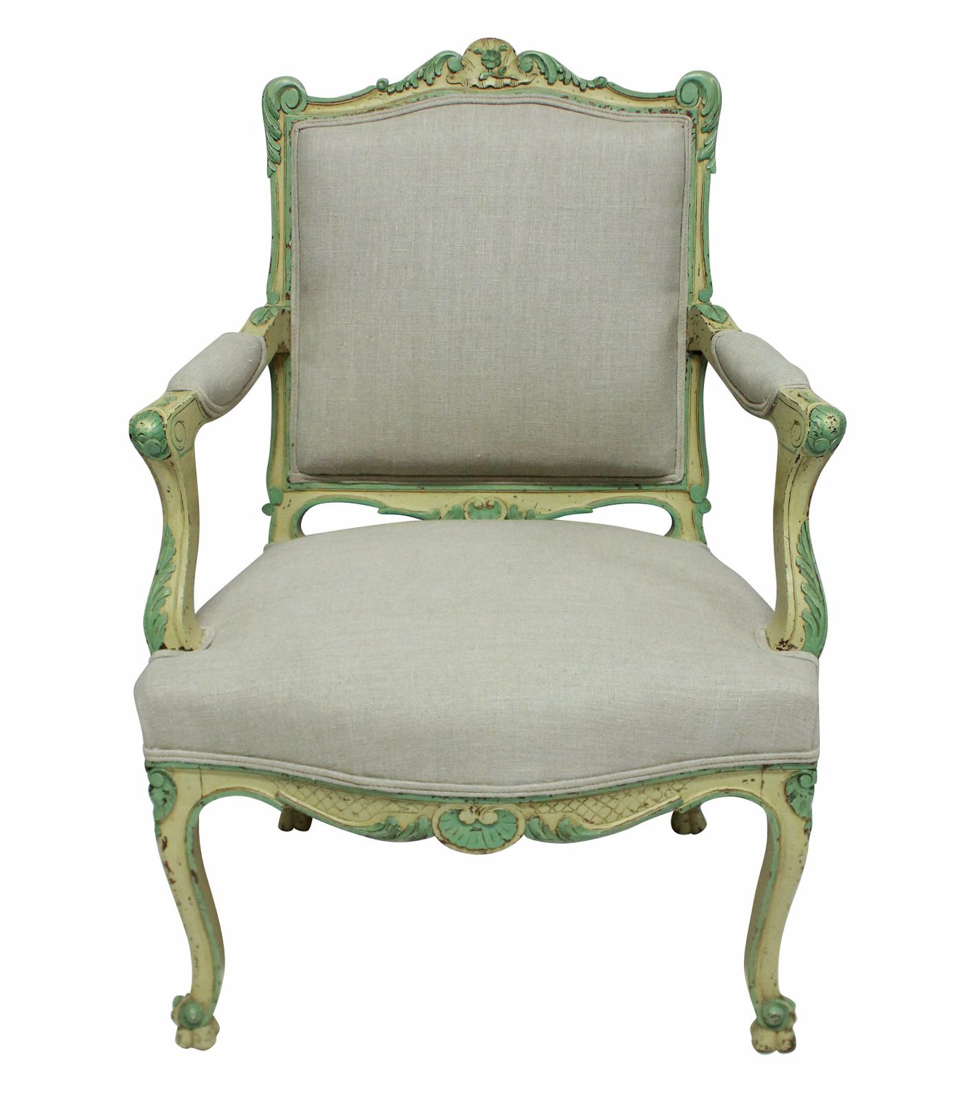 A Pair Of 1930's Painted Louis XV Style Armchairs photo furniture