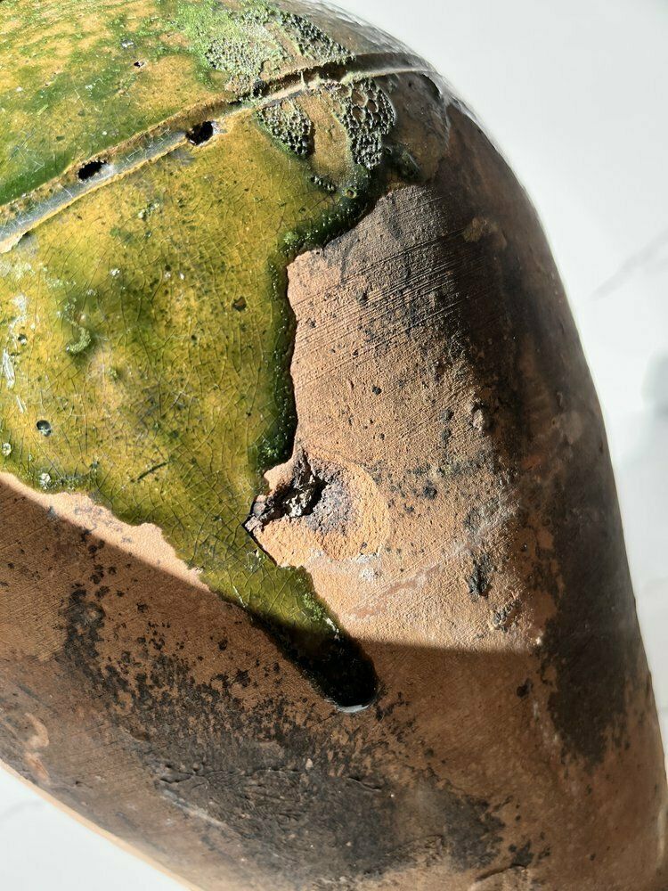 Home Decor Vintage Turkish Glazed Terracotta Olive Pot photo