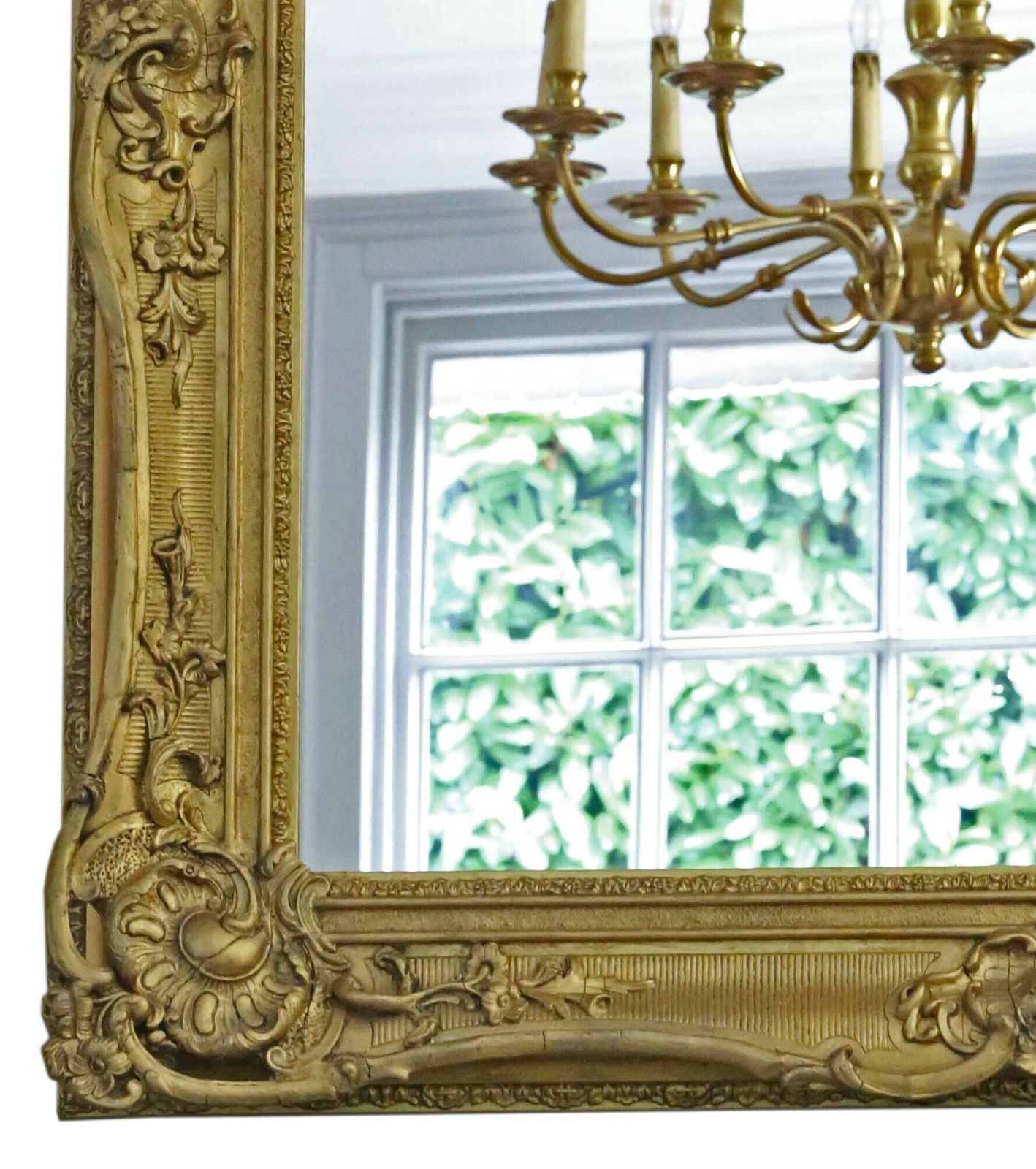 Antique Large 19th Century Quality Gilt Overmantle Wall Mirror photo 1995.0