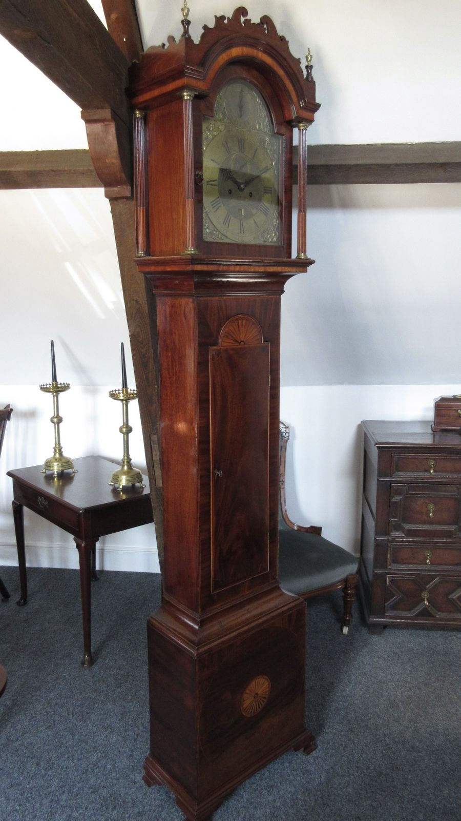 Baron Bruno Schroder Mahogany Long Case Clock By William Warren, Royston, Circa 1750 photo for sale
