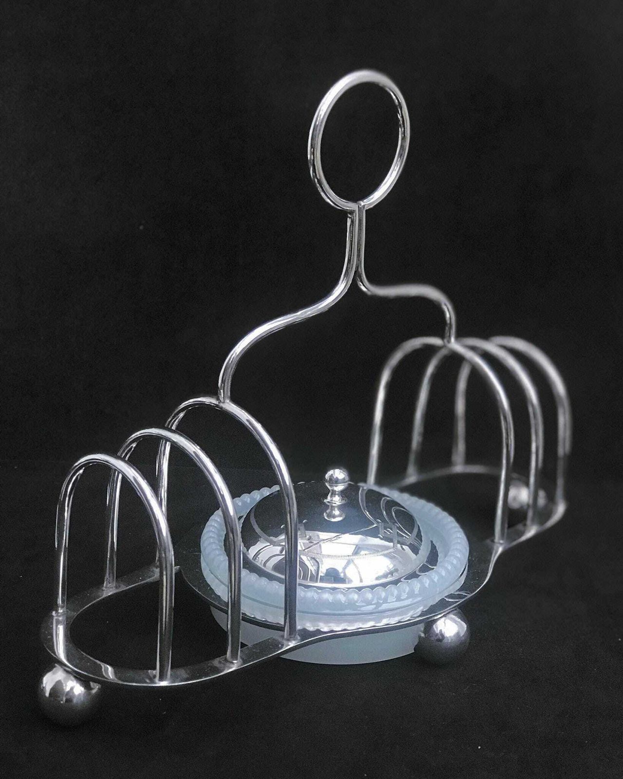 Toastrek Met Boter /Jamschaaltje Met Deksel – Deykin & Sons Verzilverd Ontbijtset – Vintage – Cadeau