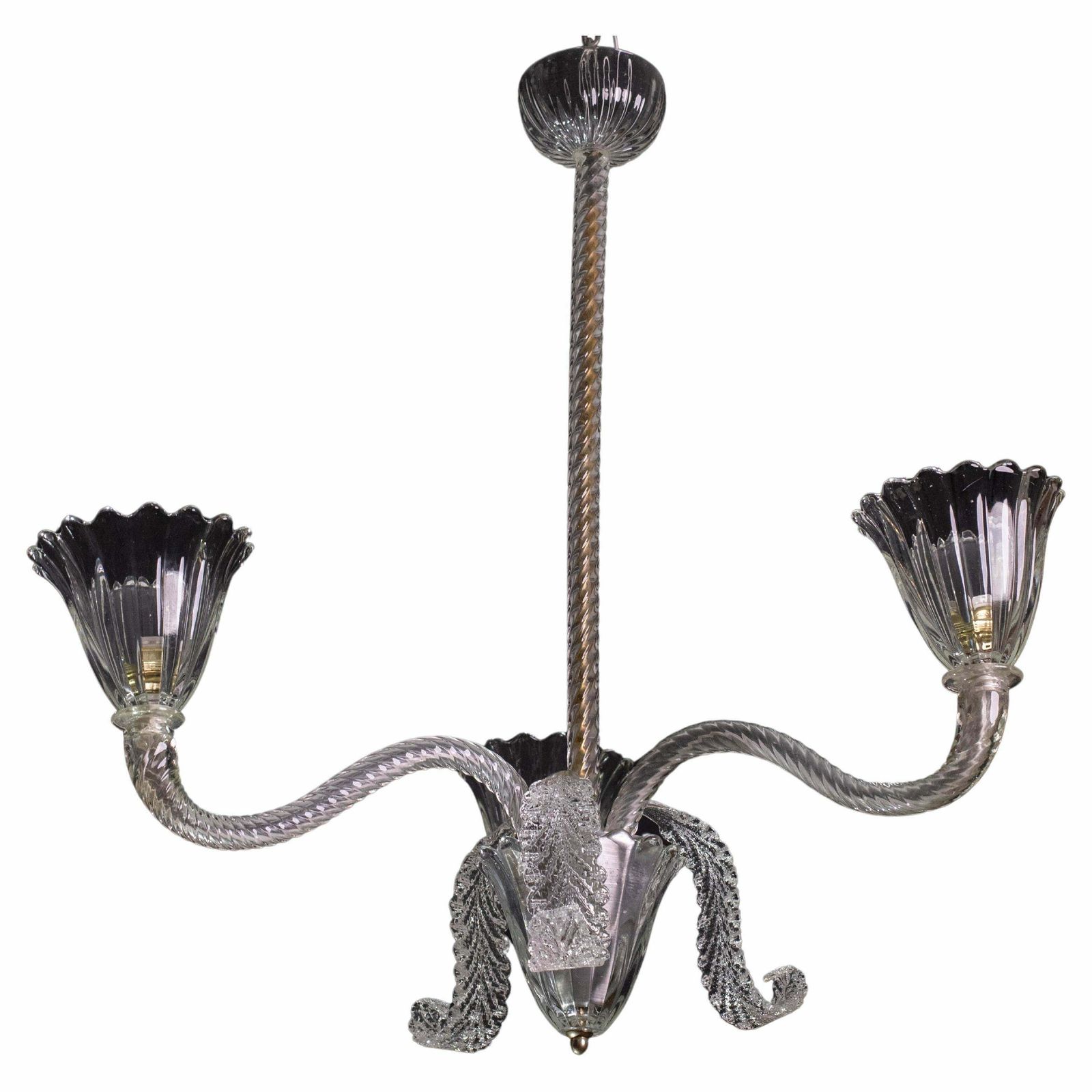 Exceptional Three Arms Chandelier By Barovier E Toso, 1950s photo furniture