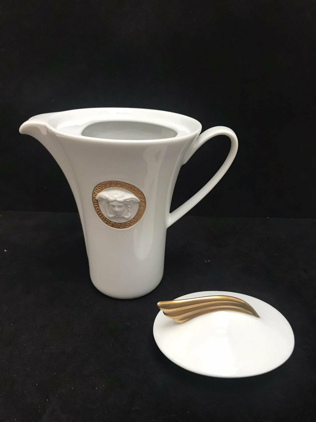 Versace Rosenthal Medaillon Meandre D'or Creamer Or Milk Jug Wedding Luxury Gift Gift For Couple Coffee Tea Golden White Decor photo Home Decor