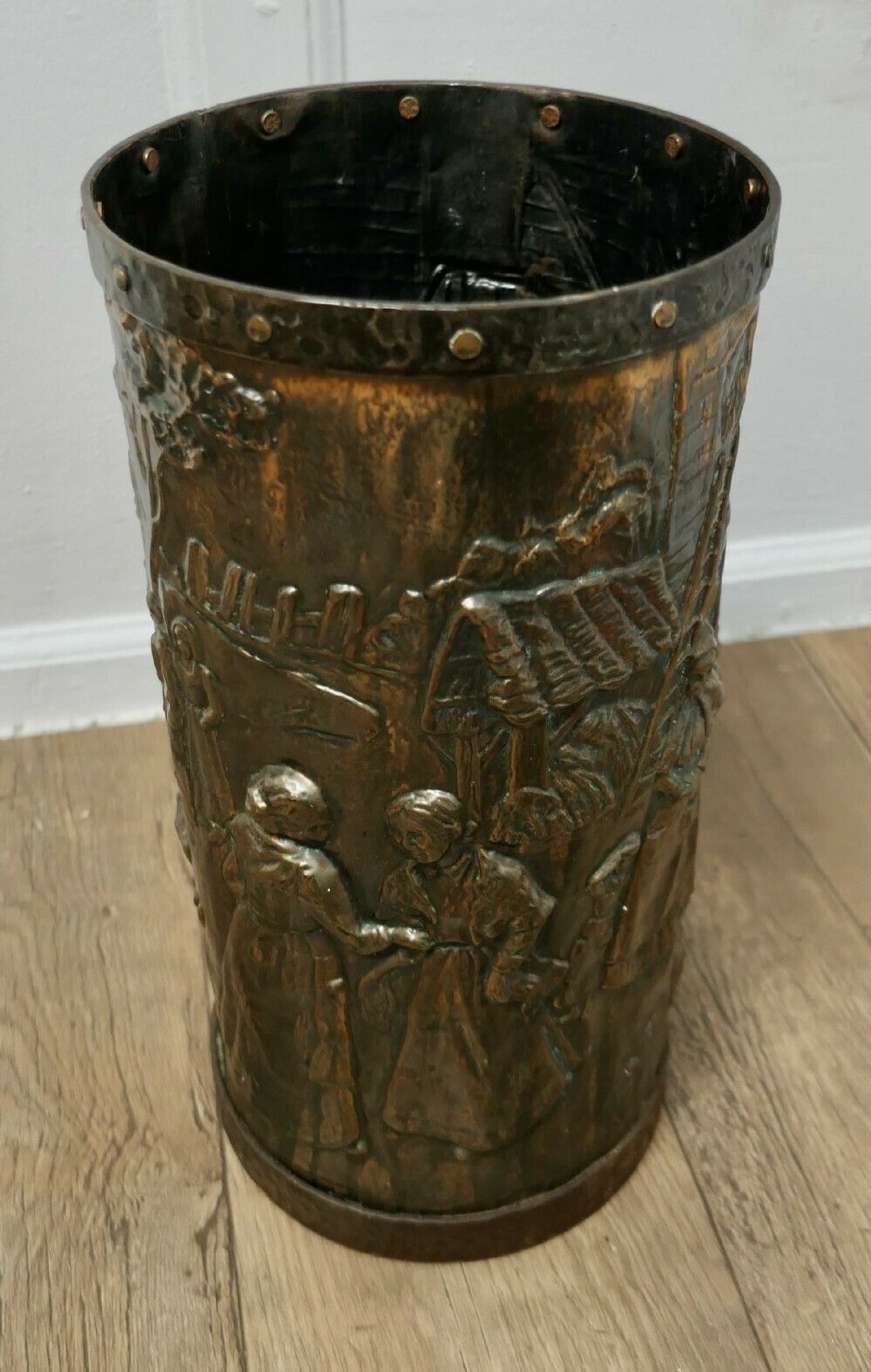 Superb Heavy French Copper And Iron Stick Stand, Umbrella Stand photo for sale