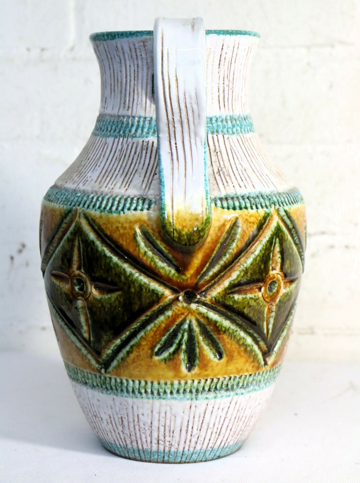 Mid Century French Vallauris Ceramic Pitcher From The 1950's Period Beautiful Colouring photo Home Decor