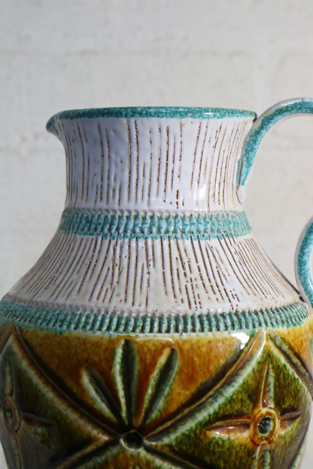 photo furniture Mid Century French Vallauris Ceramic Pitcher From The 1950's Period Beautiful Colouring