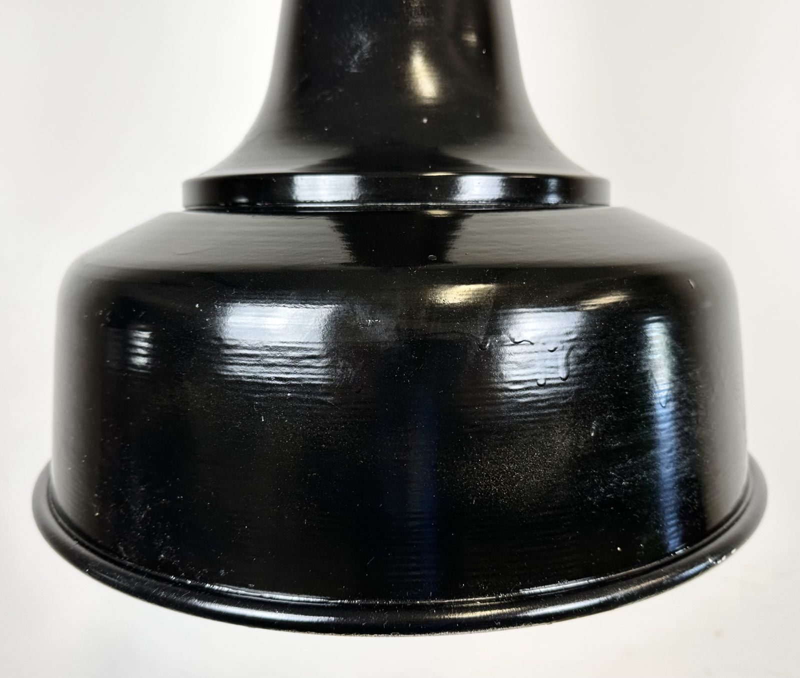 Industrial Black Pendant Factory Lamp With Cast Iron Top, 1970s, 2x photo furniture