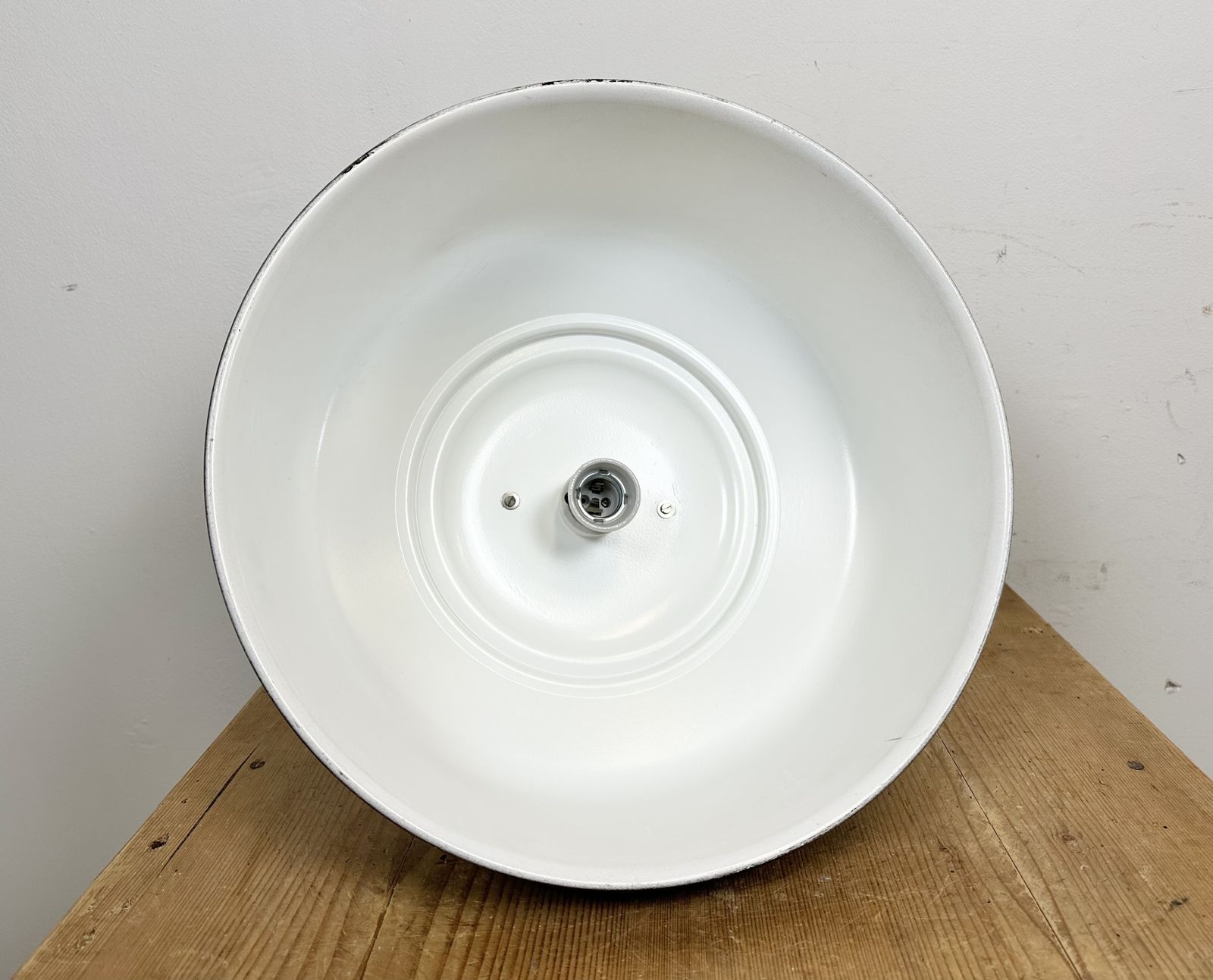 photo buy Industrial Black Pendant Factory Lamp With Cast Iron Top, 1970s, 2x