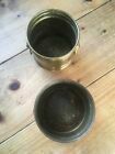 70.0 Pair Of Vintage Bates Brass Lions Head Handles Herb Cacti Planters Plant Pots photo