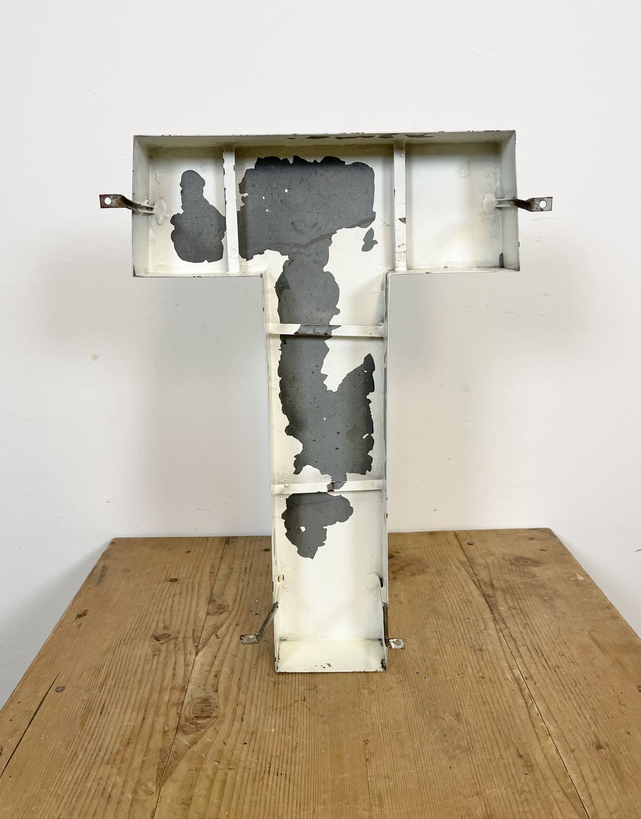 Large Vintage Grey Iron Facade Letter T, 1970s photo for sale