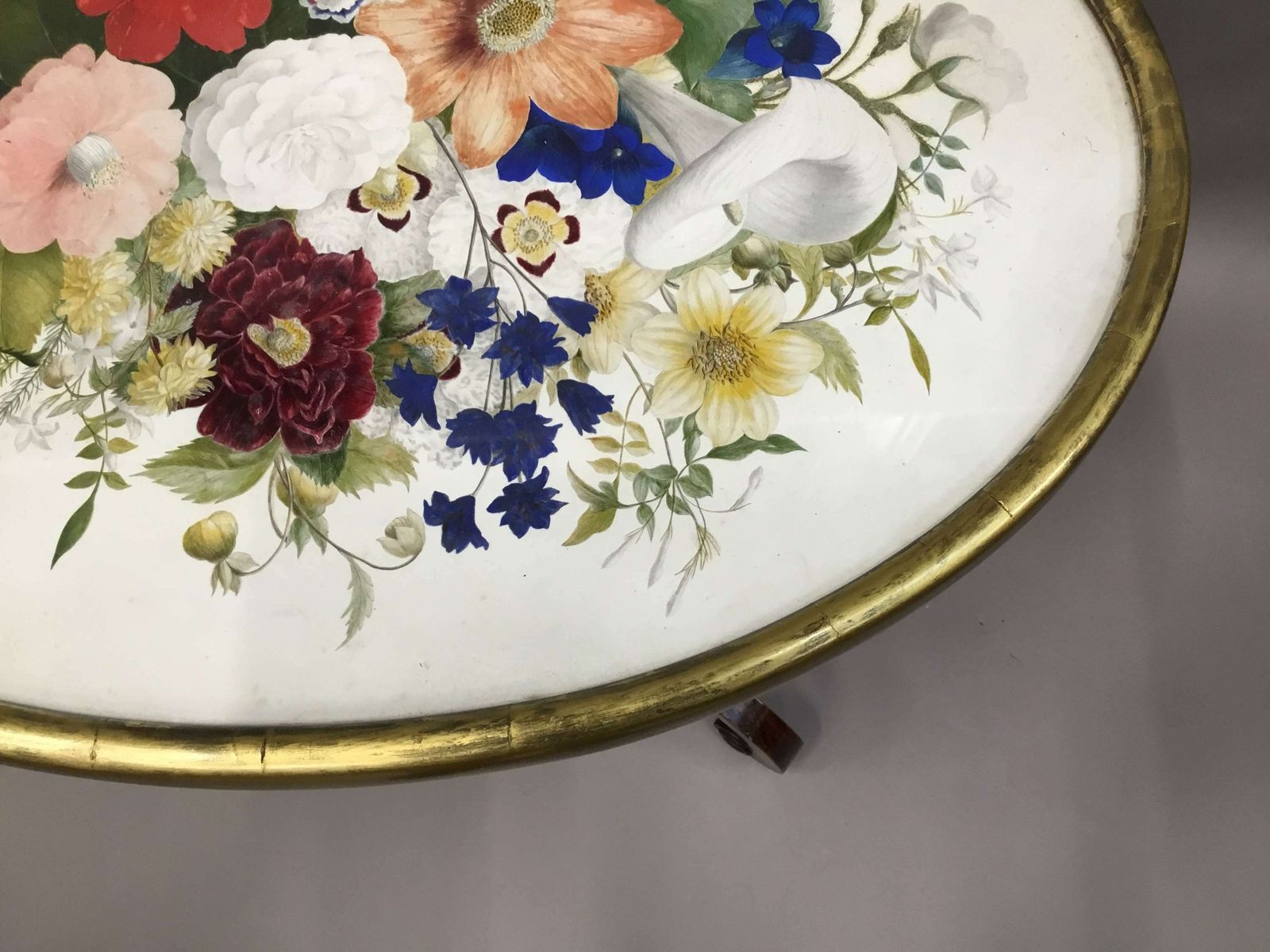 Furniture Splendid Regency Painted Top Oval Occasional Table photo