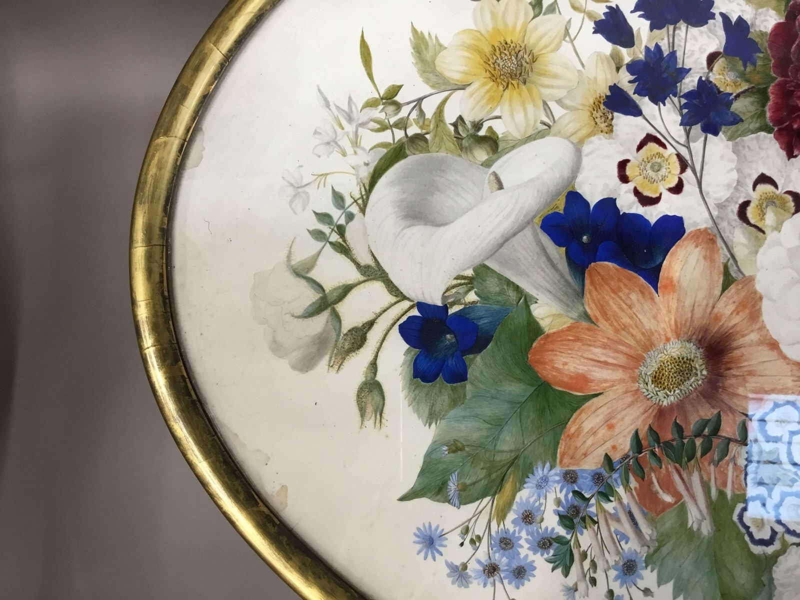 photo vintage Splendid Regency Painted Top Oval Occasional Table