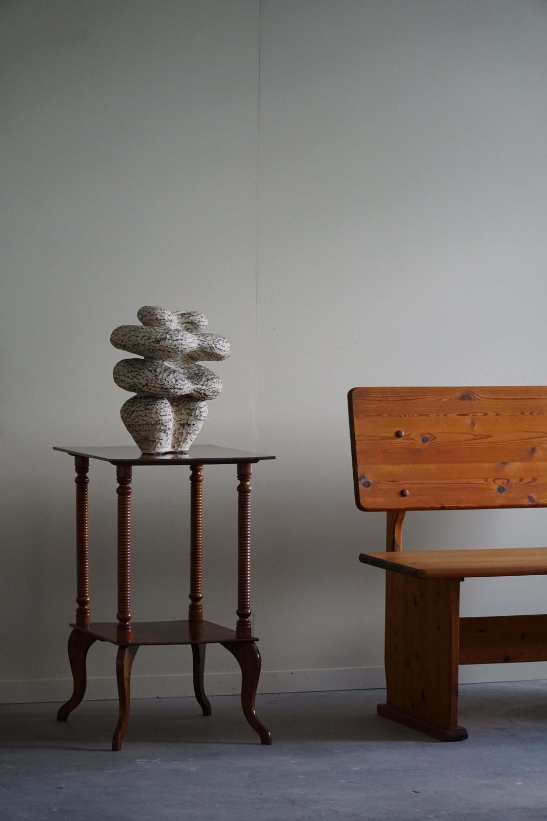 photo for sale Danish Side Table / Pedestal With Finely Carved Legs, Early 20th Century