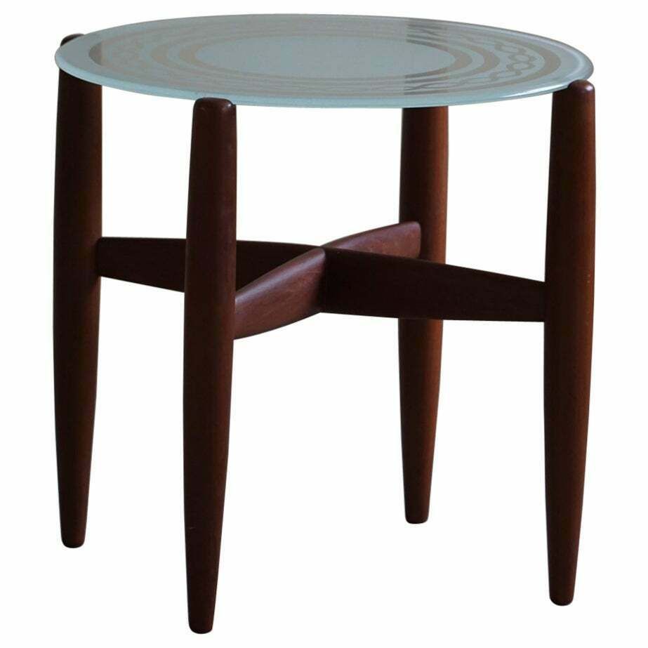Side Table In Teak & Glass, Danish Mid Century Modern, Made In The 1960s