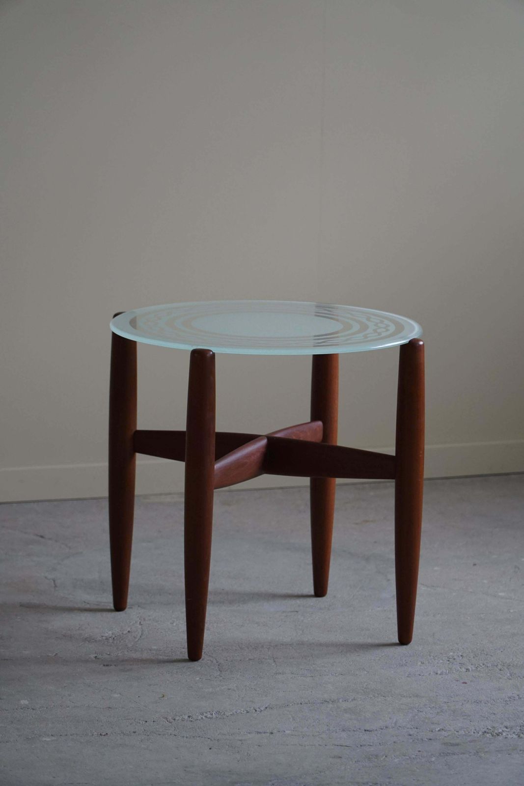 photo for sale Side Table In Teak & Glass, Danish Mid Century Modern, Made In The 1960s