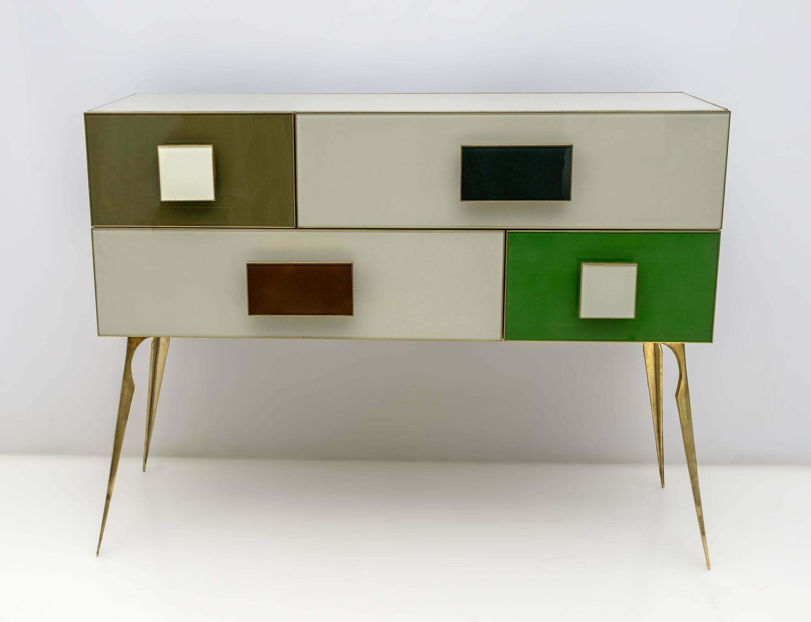 Postmodern Italian Dresser/Chest Colored Glass And Brass, 1980s photo furniture