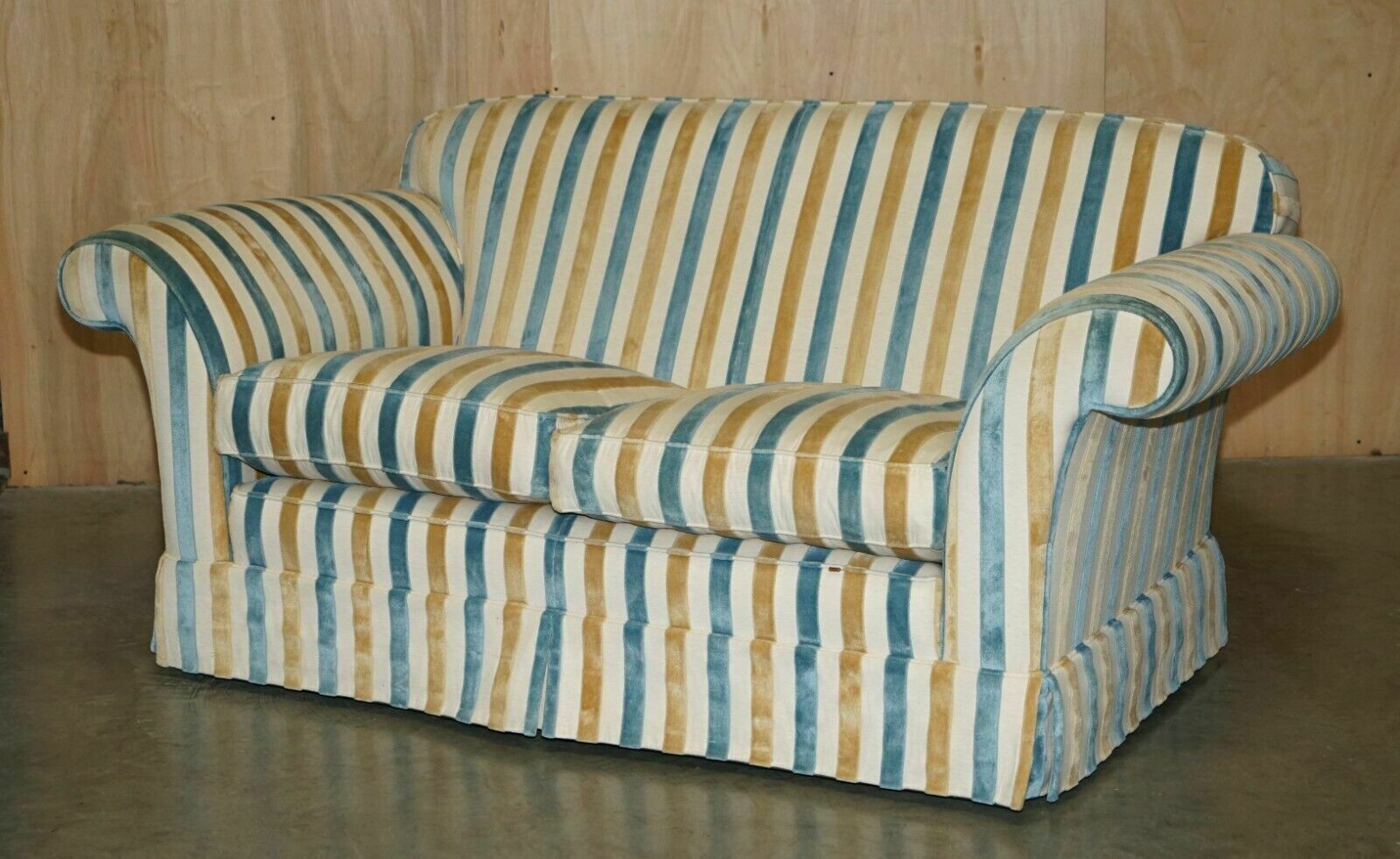 1 Of 2 Stunning Mulberry Home Designer Contemporary Striped Two Seater Sofas photo for sale