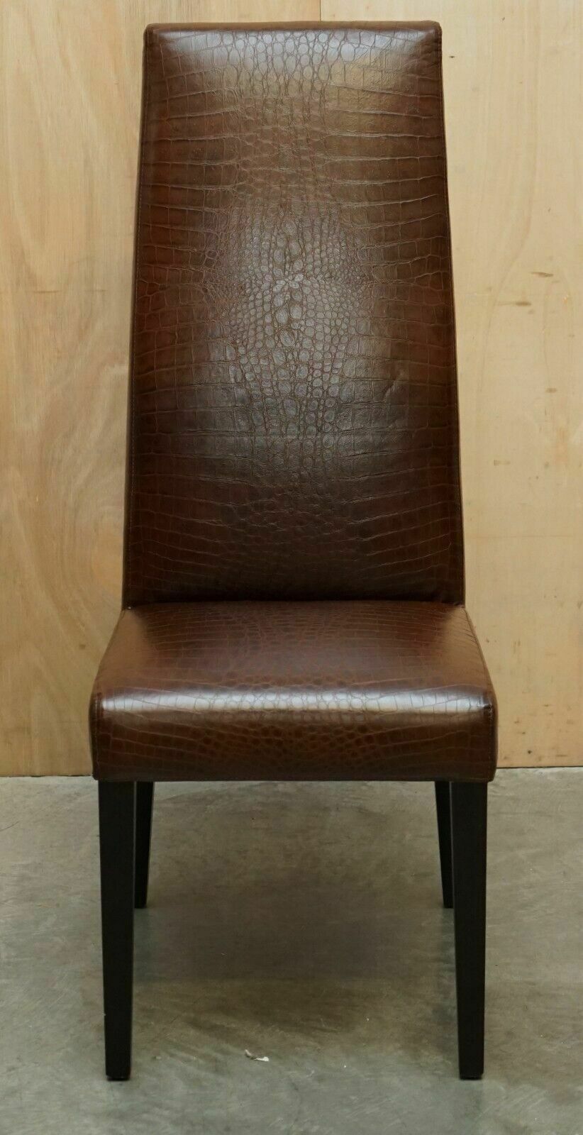 Pair Of Fendi Alligator Crocodile Patina Brown Leather Occasional Chairs photo Furniture