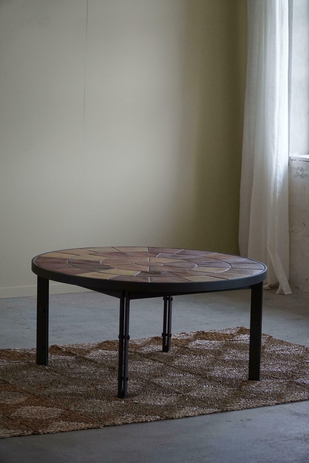 Danish Modern, Sofa Table In Steel & Ceramic Tiles, Made By Sallingbroe, 1970s photo Furniture