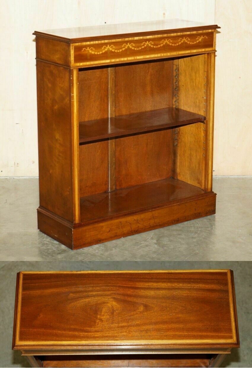 Exquisitely Inlaid Brights Of Nettlebed Sheraton Revival Dwarf Open Bookcase