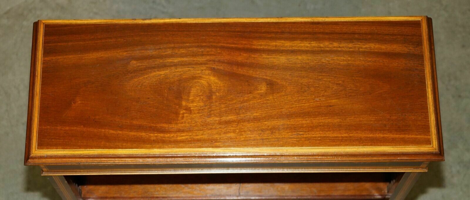 Exquisitely Inlaid Brights Of Nettlebed Sheraton Revival Dwarf Open Bookcase photo vintage