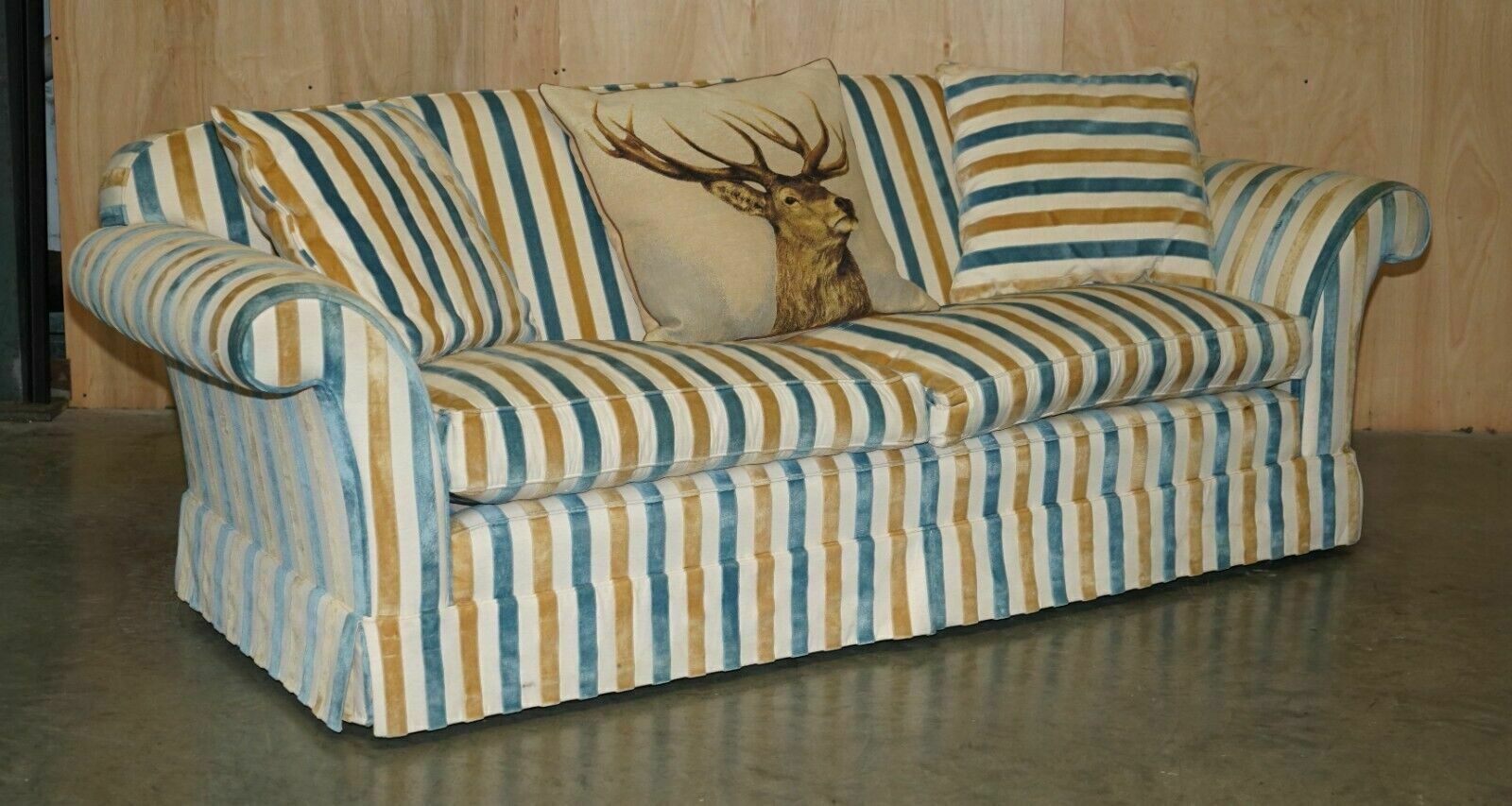 1 Of 2 Stunning Mulberry Home Designer Contemporary Striped Three Seater Sofas
