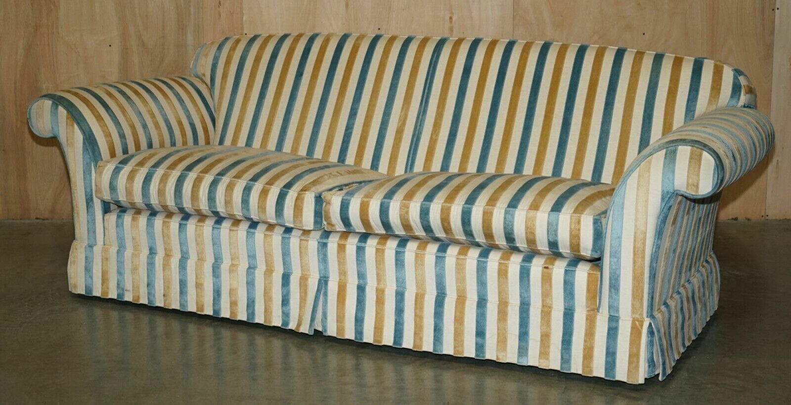 1 Of 2 Stunning Mulberry Home Designer Contemporary Striped Three Seater Sofas photo Furniture