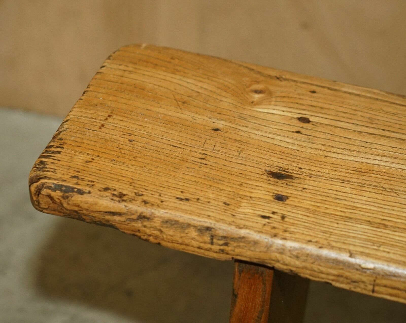 photo for sale Pair Of Victorian English Oak Antique Lightly Burred Dining Table Bench Pew Seat